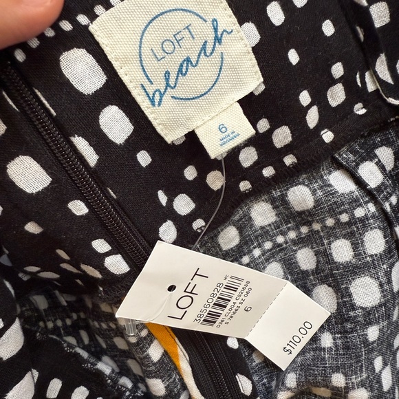 LOFT Beach Black and Yellow Palm Print Midi Dress-size 6- NWT - Picture 8 of 12